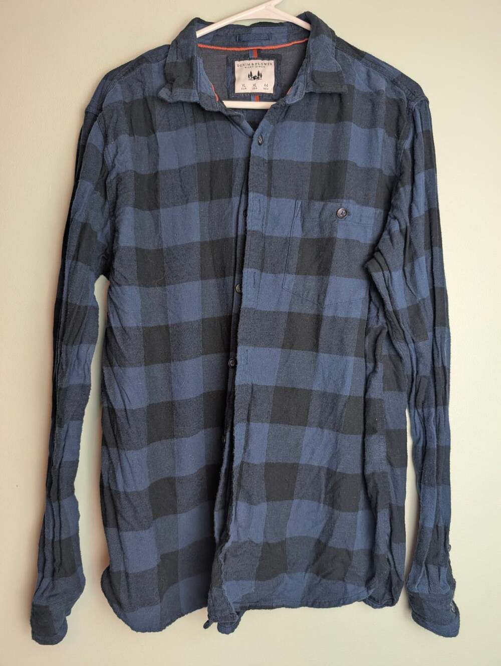 Grunge Gorpcore Denim & Flower Ricky Singh Blue and Black Buffalo Plaid Flannel